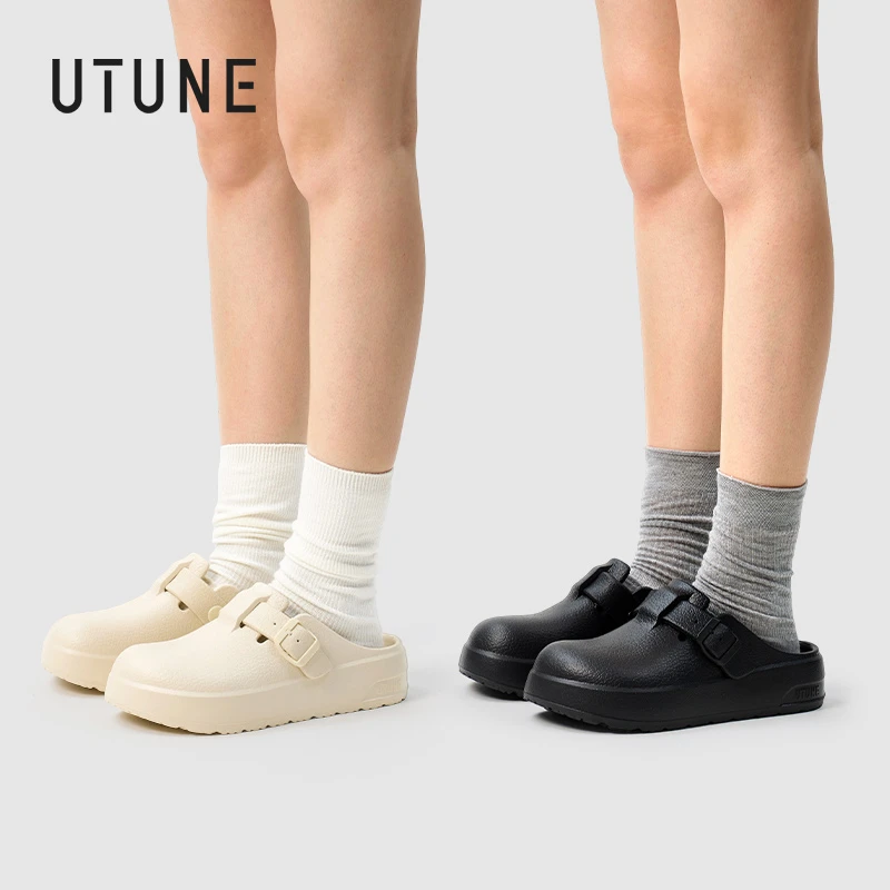 优调洞洞鞋半拖女夏季外穿包头懒人一脚蹬勃肯鞋厚底凉拖鞋增高男