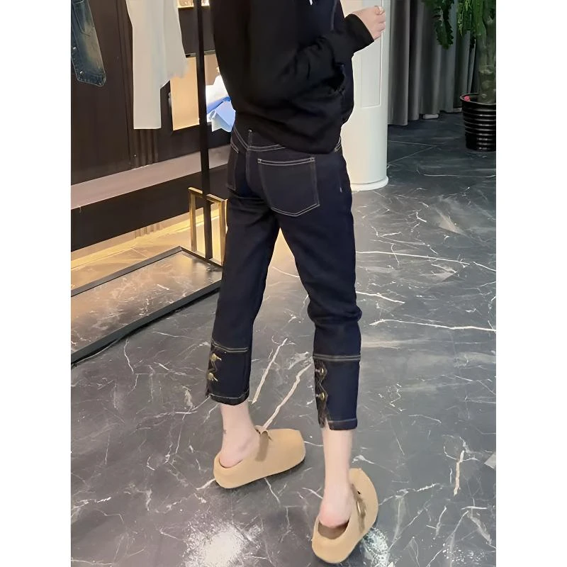 小个子高腰弹力显瘦牛仔裤女2025早秋新款洋气直筒时尚洋气烟管裤