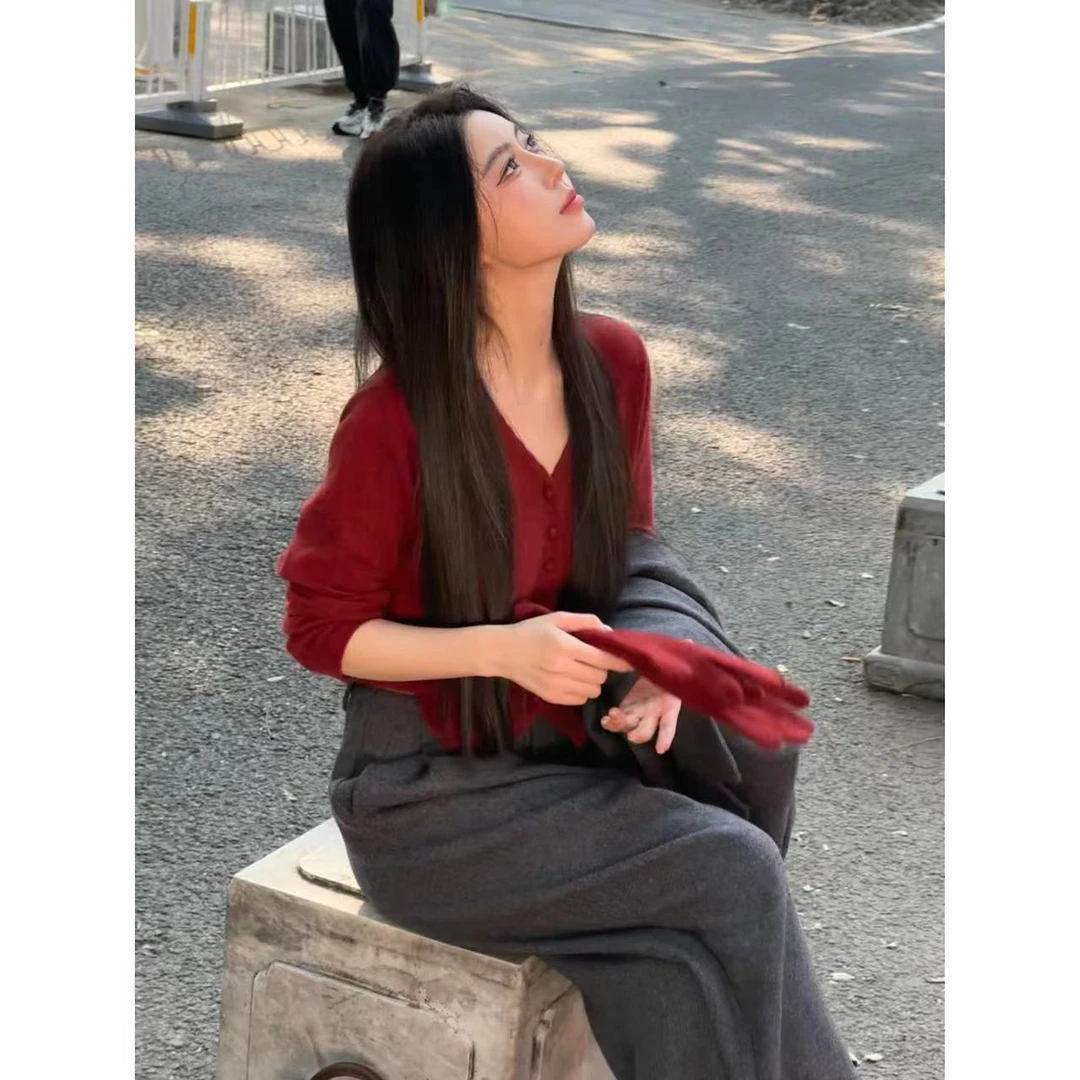 Z11《红宝石》 秋季新款针织长袖上衣开衫松弛慵懒随意舒适