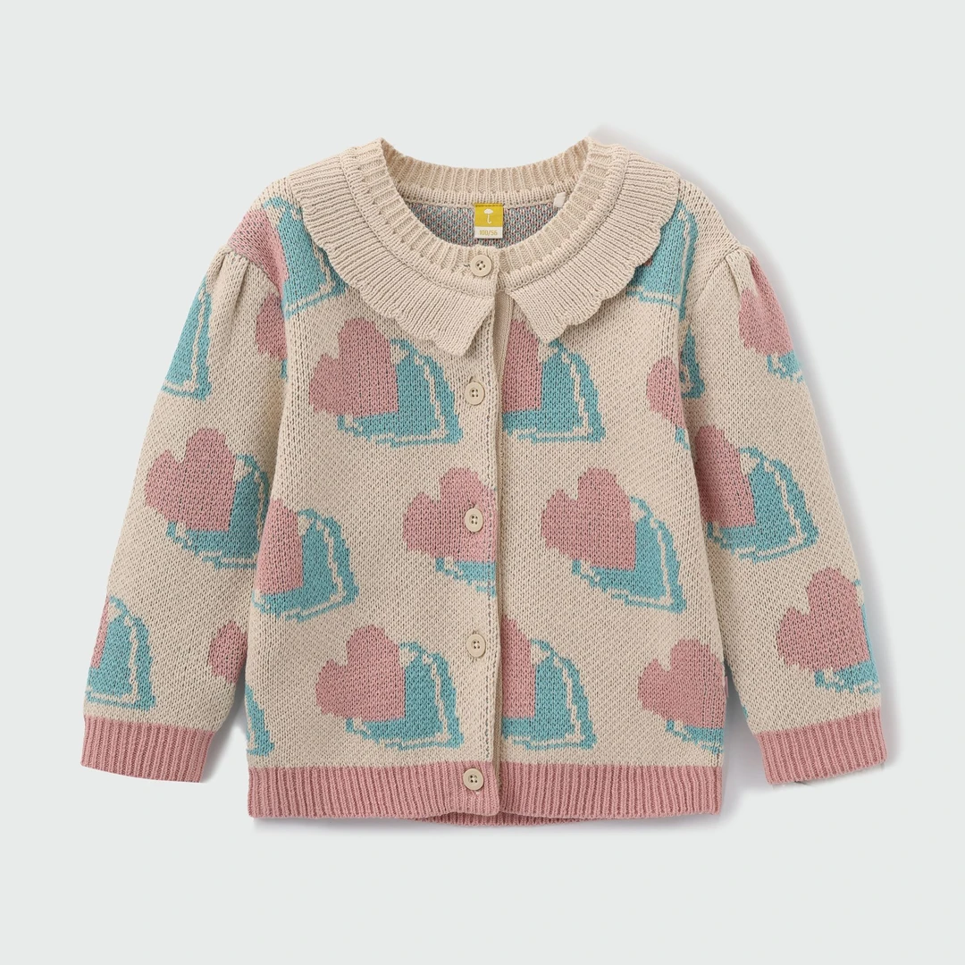 moimoln小云朵童装25年冬季新款女童外套针织上衣女宝宝开衫