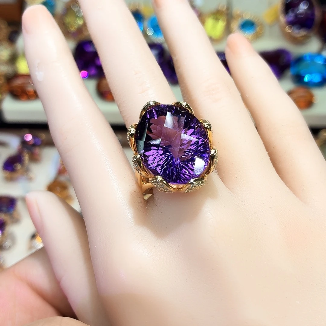 戒指银S925镶嵌水晶