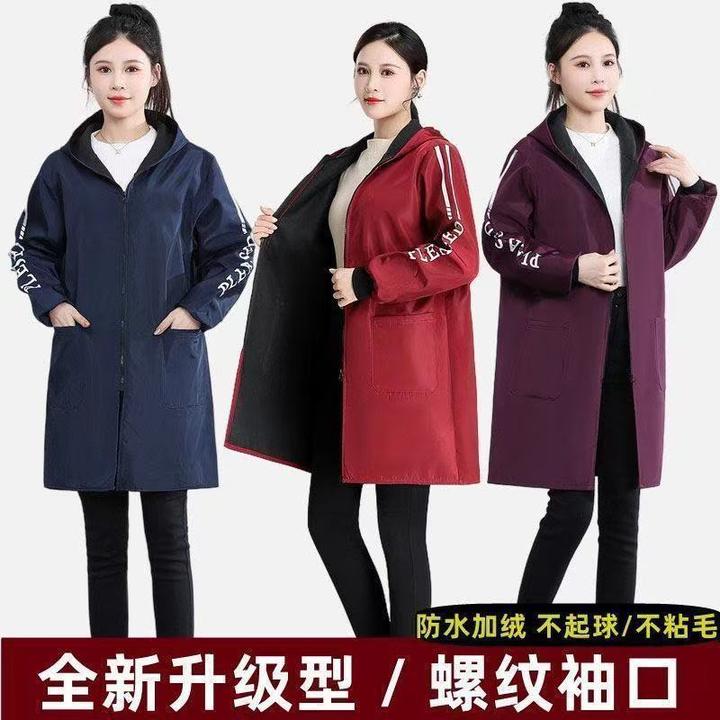 秋冬季加绒加厚防水罩衣男女士长袖防油防脏外穿工作服中长款围裙