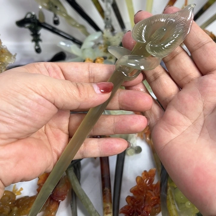 定制蛇纹石玉o*o毛货发饰