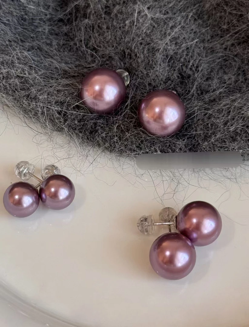 年底清货 紫色空姐素丁12-13mm 冷白极光正圆 简约甜美百搭