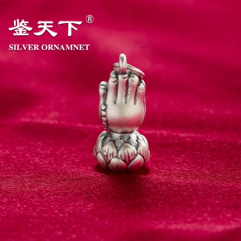 吊坠足银 10*22mm3D佛手莲花座挂件足银吊坠11820456