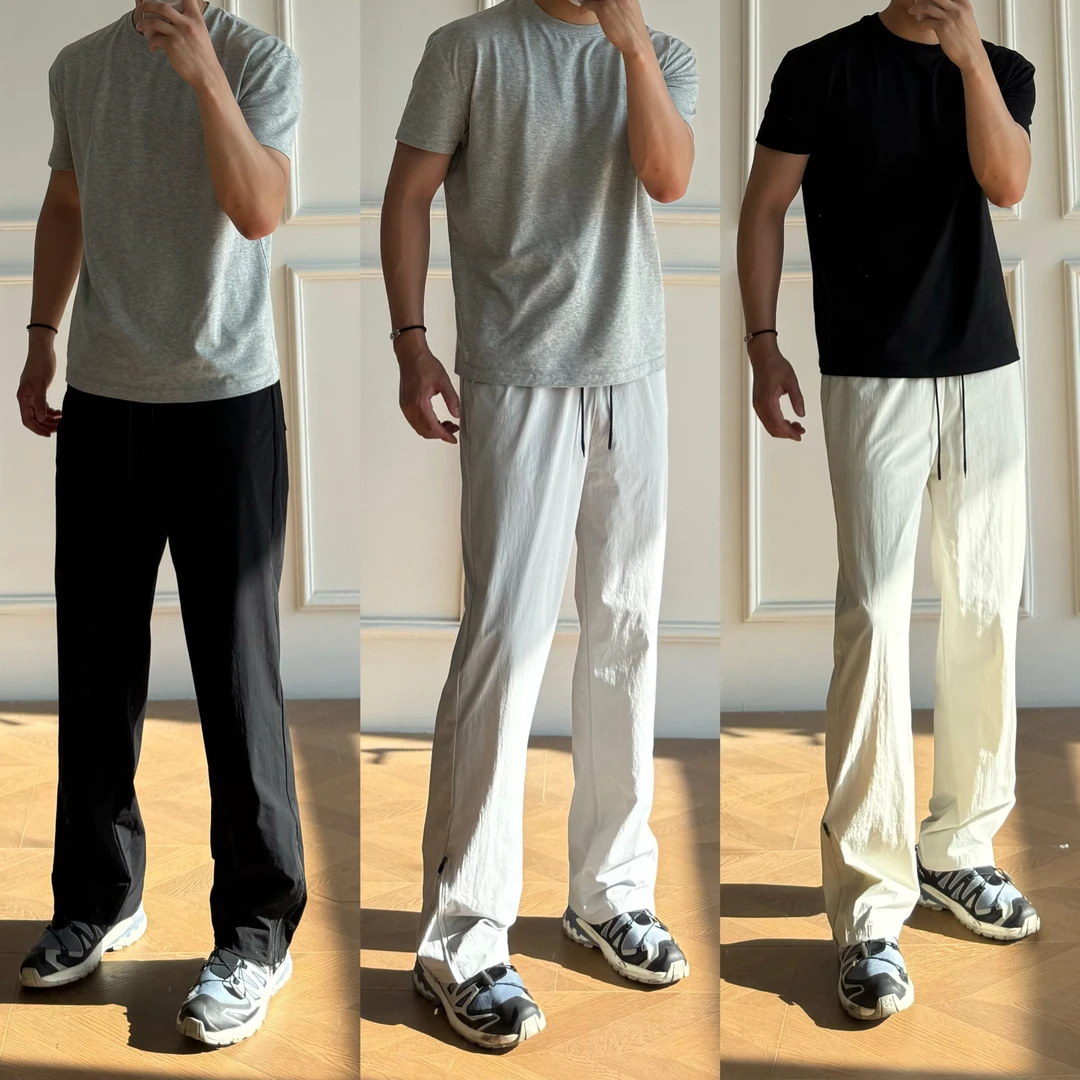 justkingdom小贾25夏季拉链直筒微喇冰感裤薄款运动百搭透气弹力