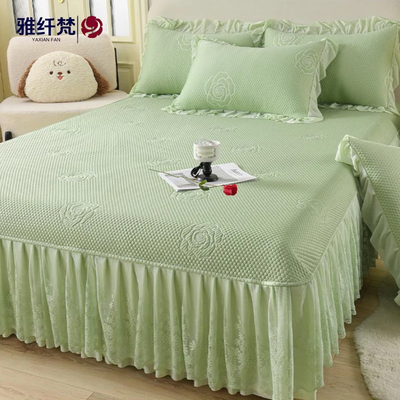 A类母婴100%乙纶凉感冰豆豆凉席床裙三件套可机洗冰丝席空调软席