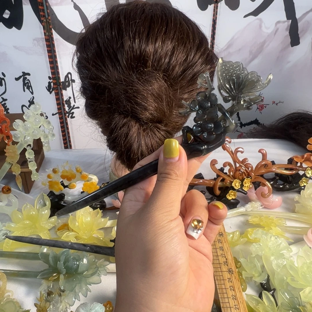心***倩定制蛇纹石玉毛货发饰