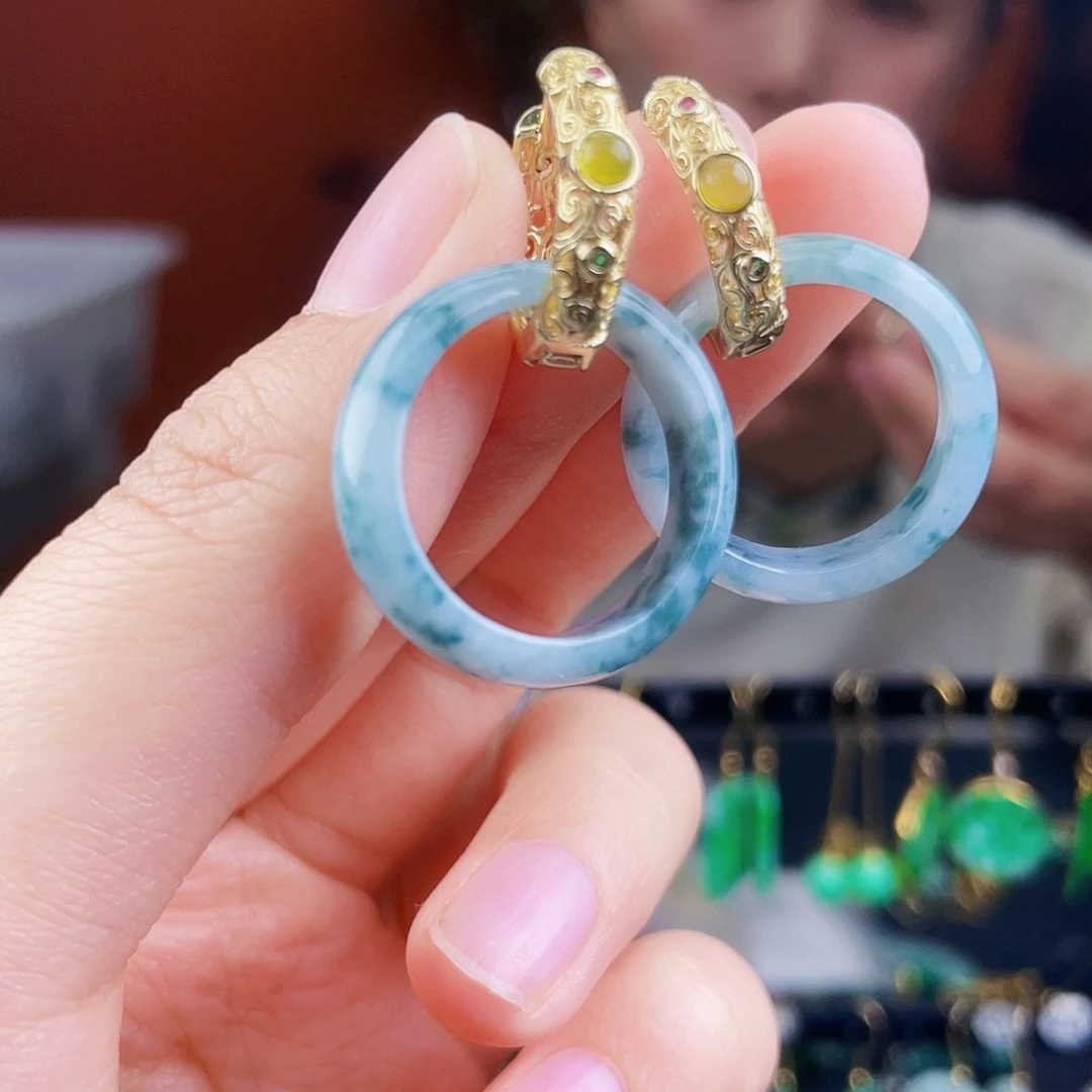 翡翠未镶嵌耳饰饰品