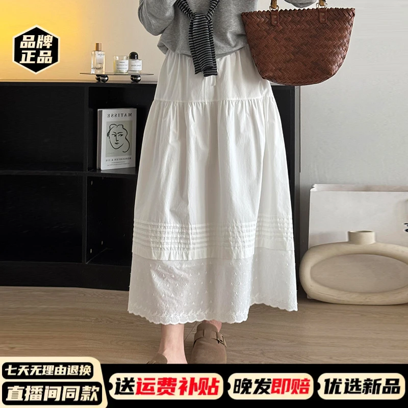 小个子a字白色蕾丝半身裙女夏2025新款流行爆款长裙子高级感2386