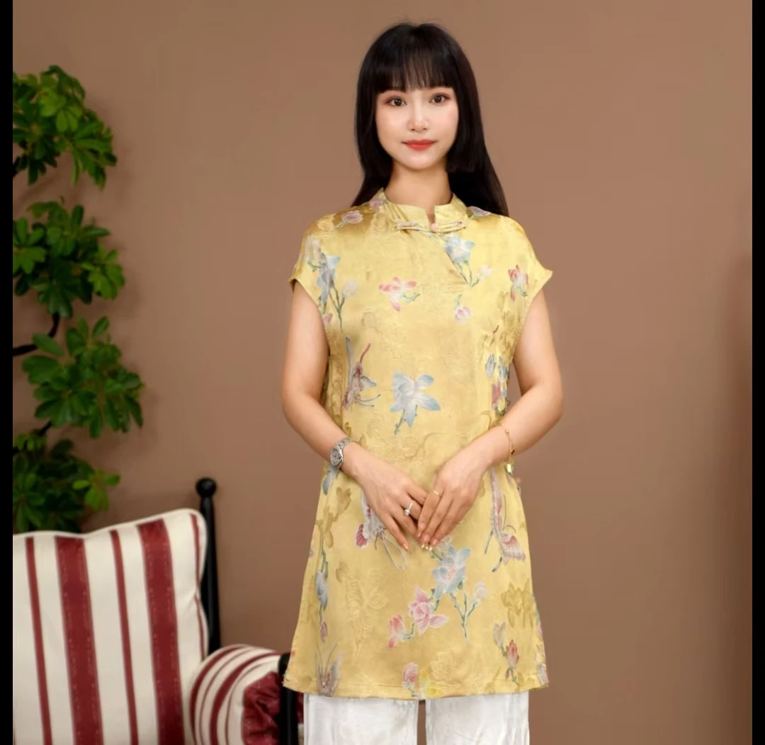 金枝蝶语 2025新款夏季新中式设计师气质百搭国风上衣135