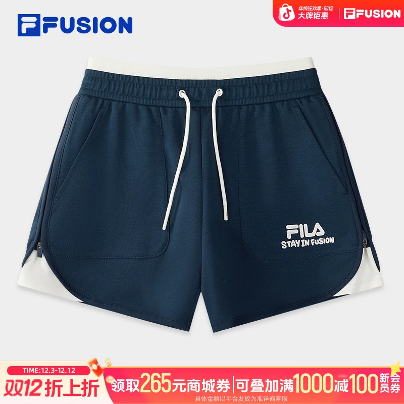 斐乐针织短裤女25秋季休闲宽松拼色三分裤T11W539601