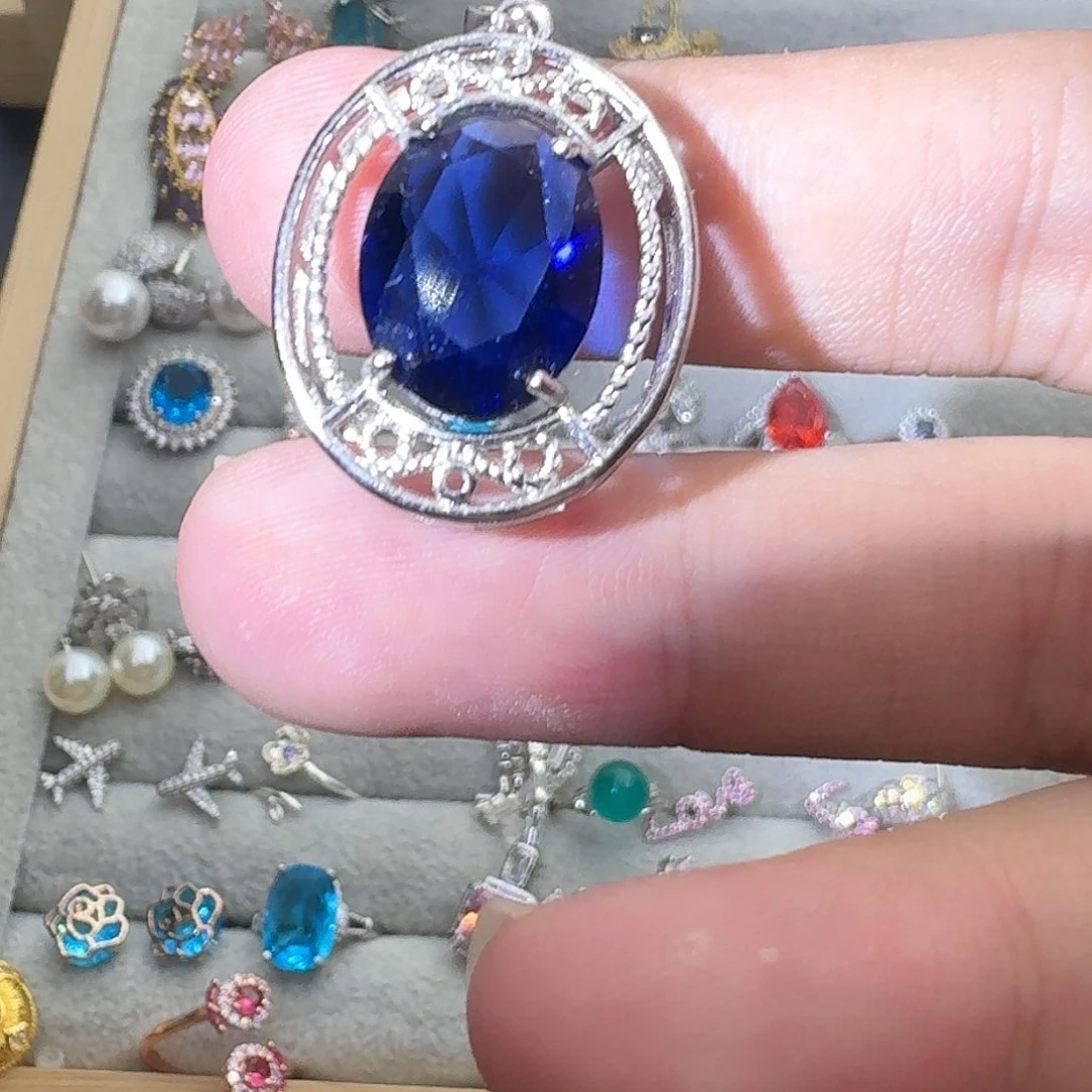 绿水晶戒指银S925镶嵌