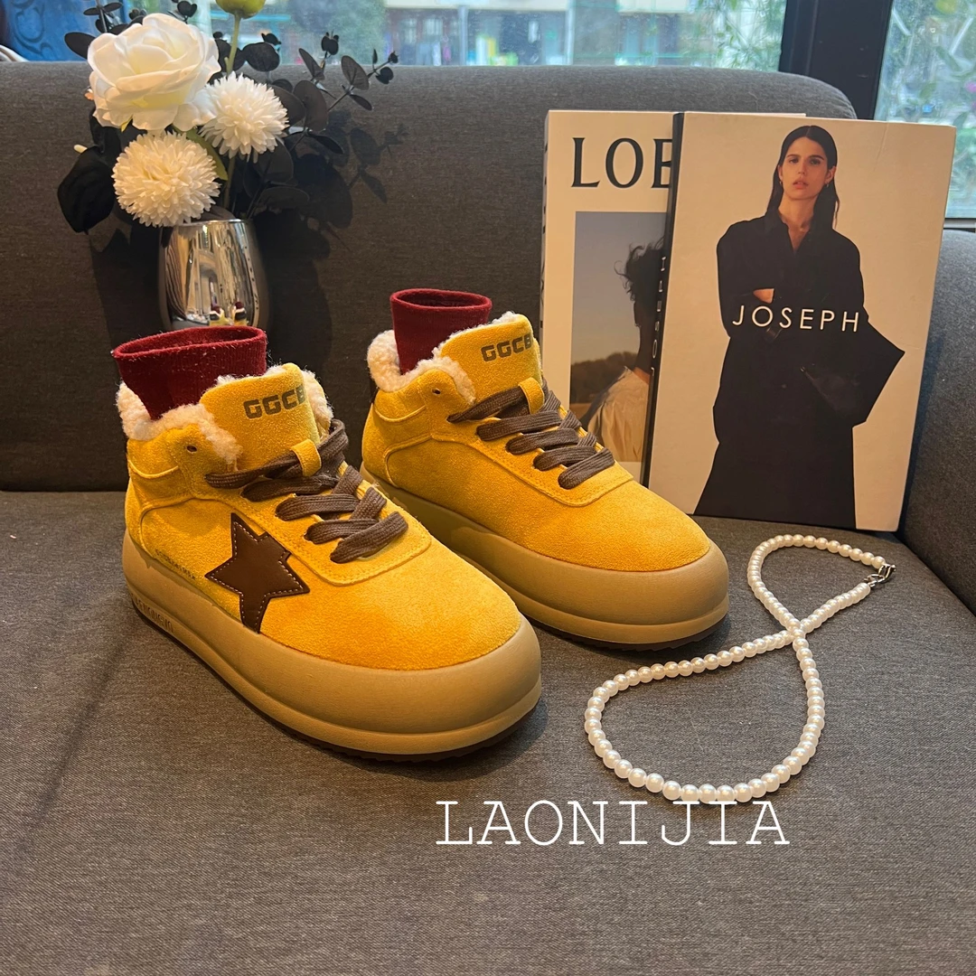 妮子010-2复古中筒靴2024秋款真皮厚底爆款加绒保暖雪地百搭靴子