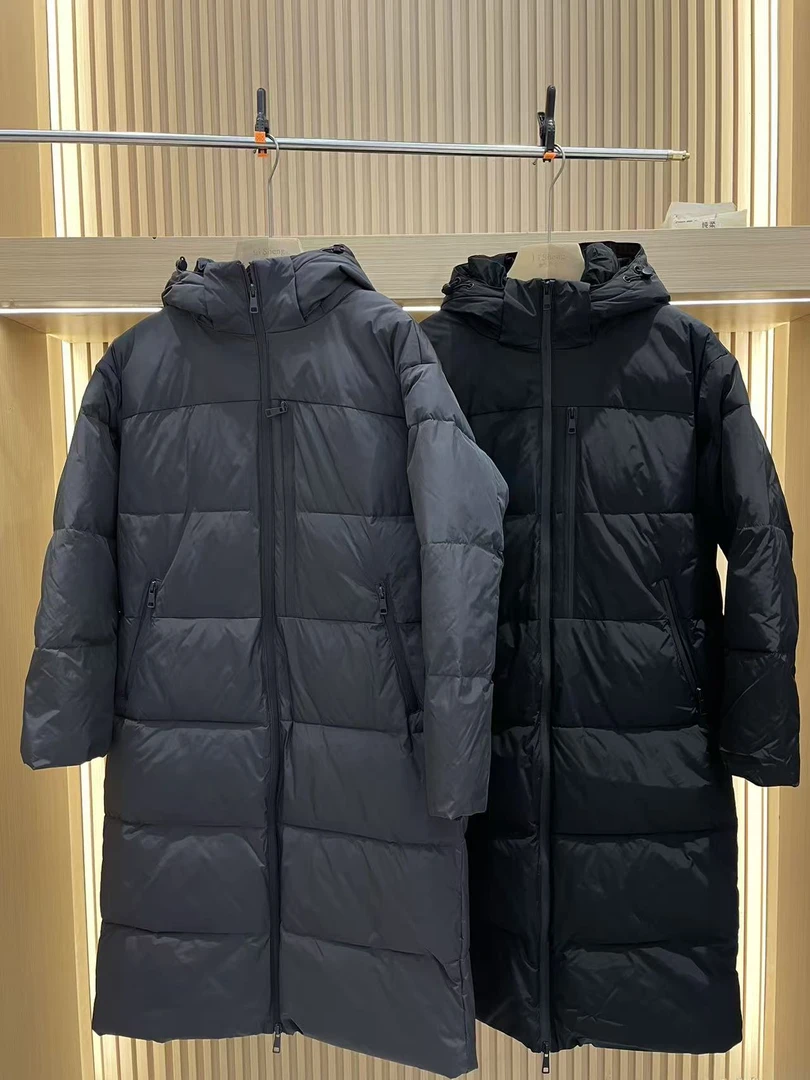 秋冬季厚款防风情侣款长款连帽休闲棉服