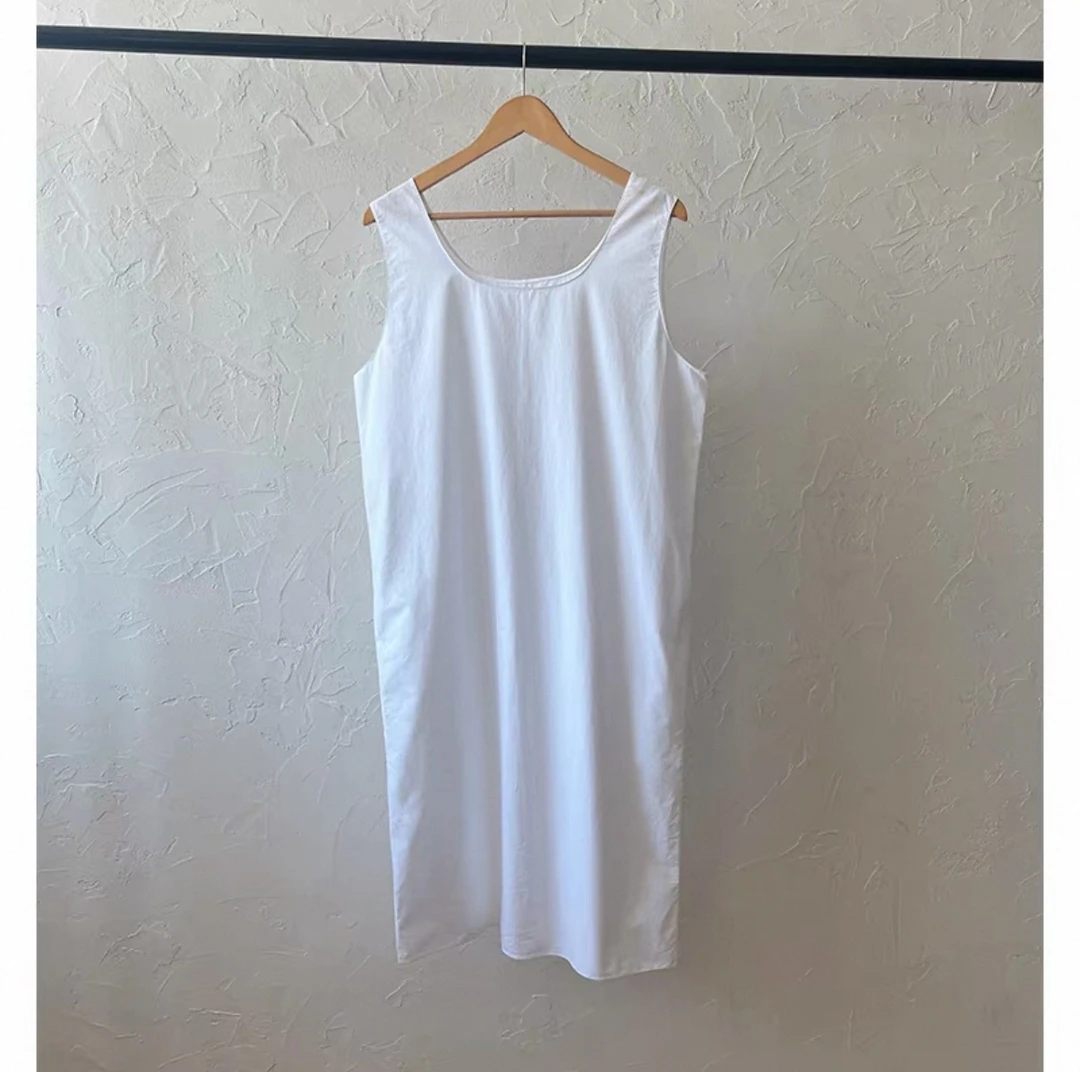 【RR甄选】夏季简约气质白色背心连衣裙