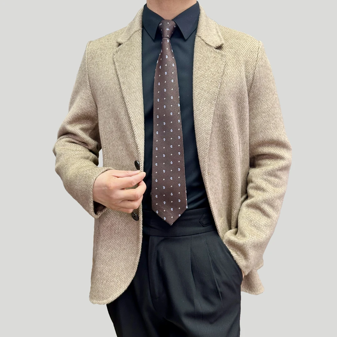 秋冬款双面呢100羊毛休闲短款西装