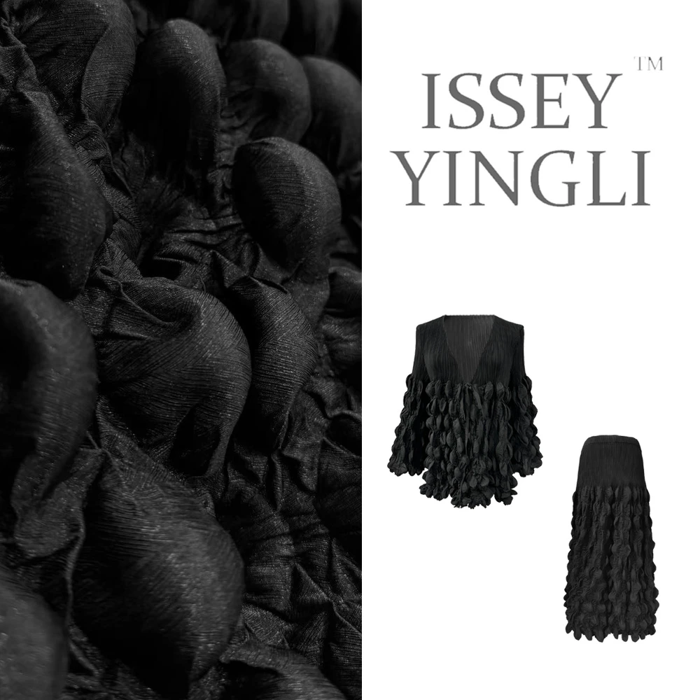 高端褶皱女装新款上衣设计师时尚百搭女士泡泡半裙显瘦套装2477