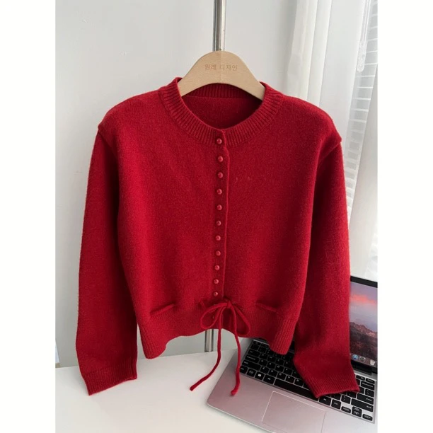 BHH-2131【小蛮腰】东大门韩国原单韩版时尚慵懒显瘦收腰毛衣开衫