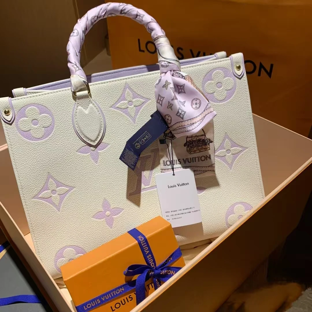 未使用 LouisVuitton/路易威登 奶油香芋紫 onthego 托特包 中号