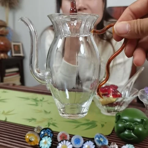 盖子款耐热玻璃水仙壶一个