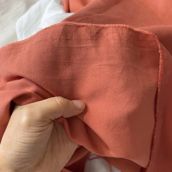 天丝（莱赛尔纤维）橘红色天丝亚麻2米