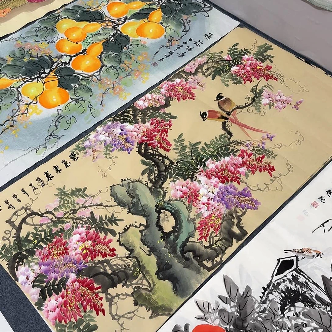 国画四尺尺寸70X140纯手绘作品