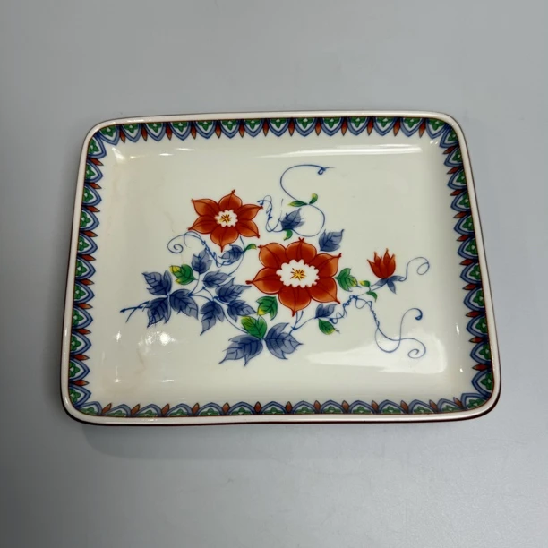 日本有田烧青花彩绘四方盘