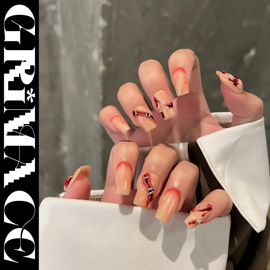 【痛感寄生】怪相录纯手工穿戴式美甲/肤色仿伤口缝制个性美甲