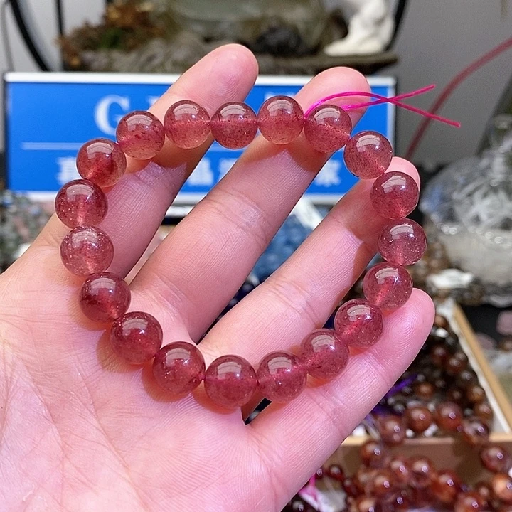 水晶手链未镶嵌鸽血红莓晶10+