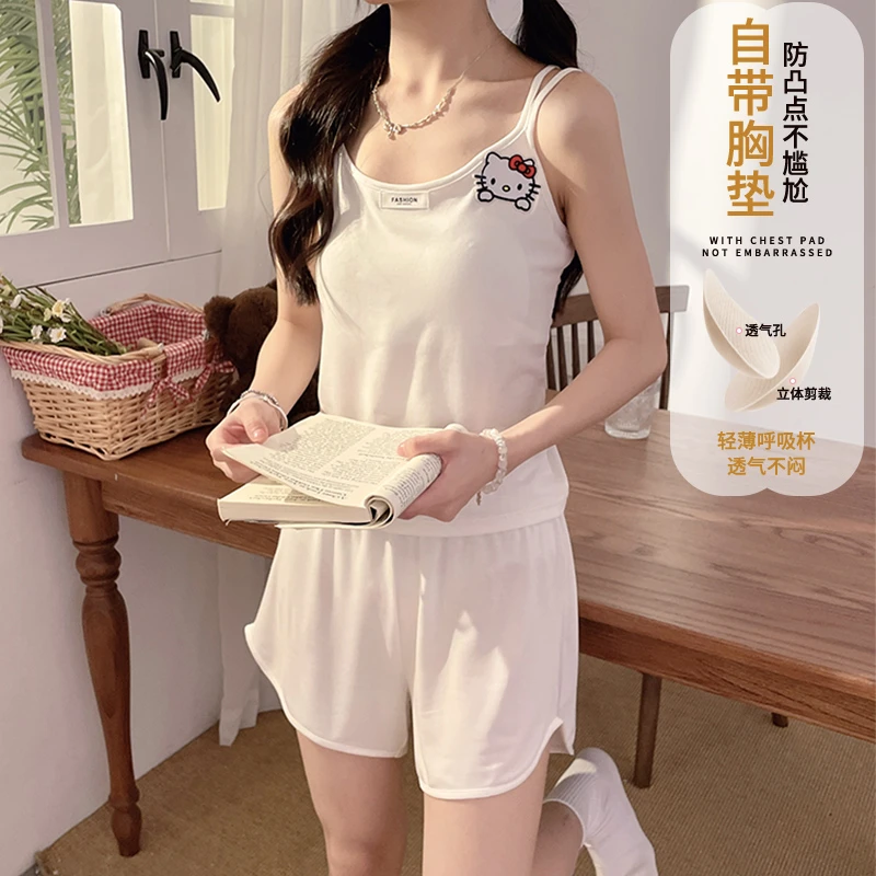 KT猫睡衣女夏季吊带凉感莫代尔2025新款夏天可爱少女家居服套装
