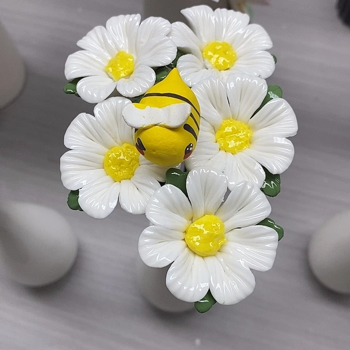 陶瓷陶瓷材料小雏菊5朵