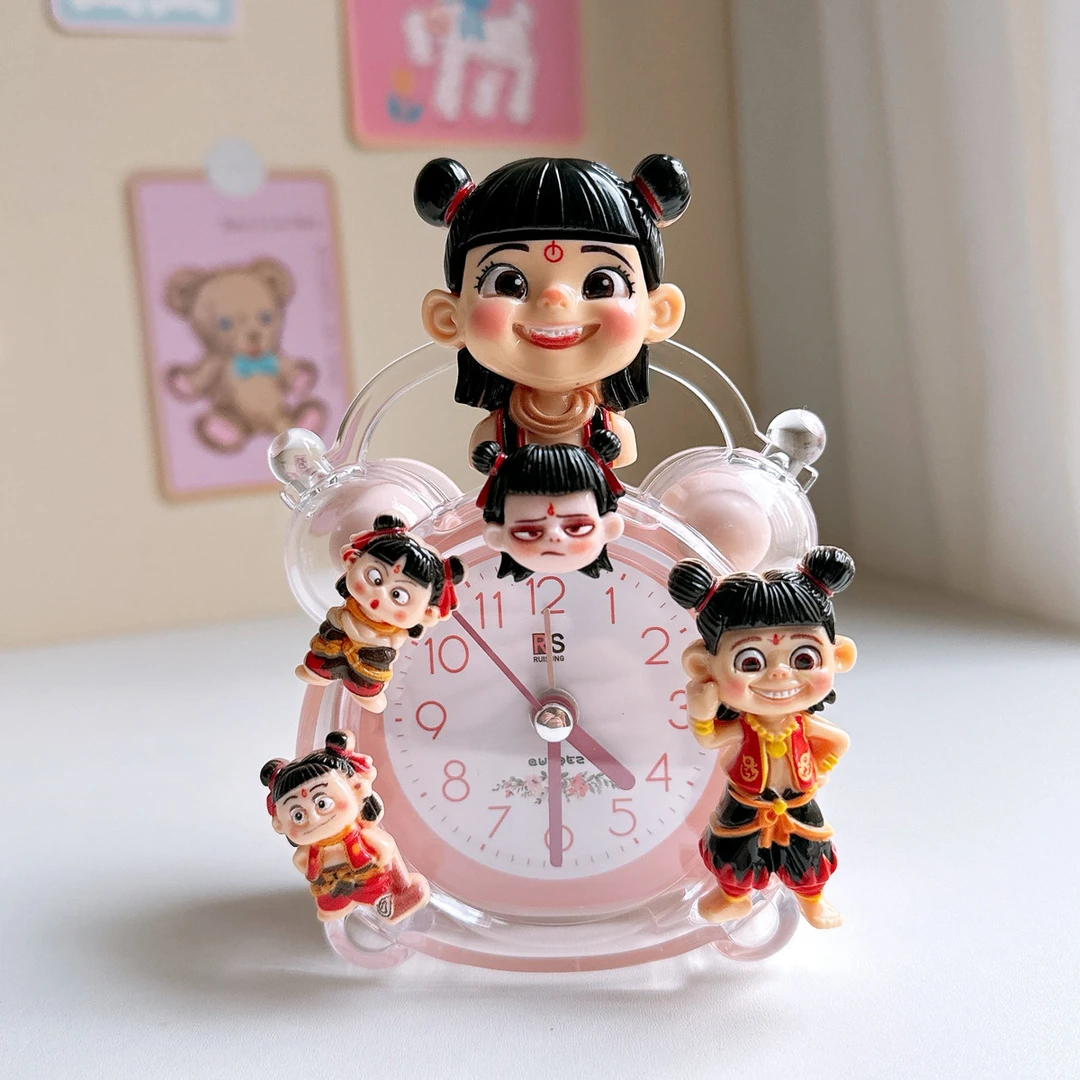 床头闹钟强力叫醒哪吒闹海可爱卡通儿童女孩超响学生专用闹铃神器