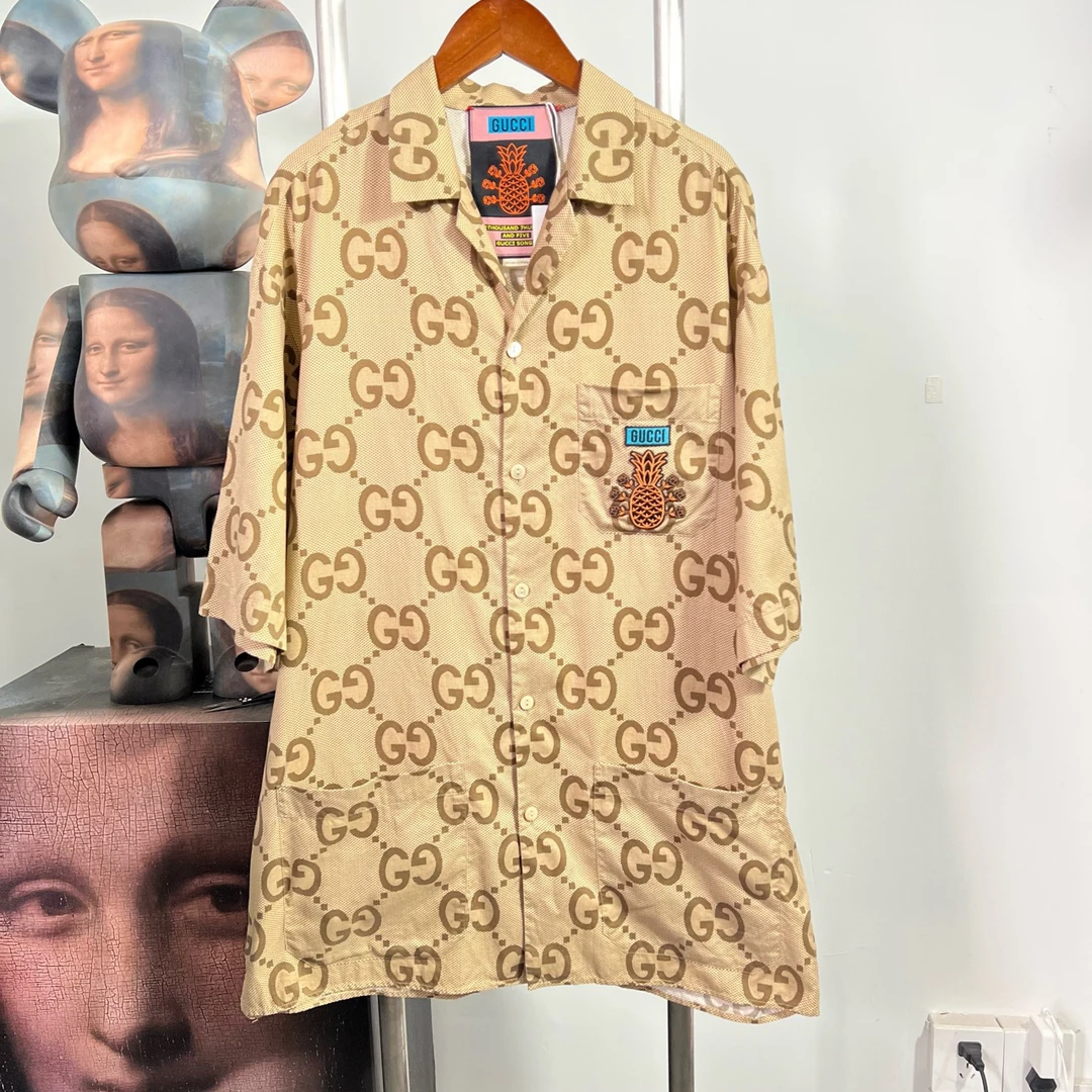 99新 GUCCI/古驰 菠萝满印短袖衬衫尺码：48 衣长77 胸围56