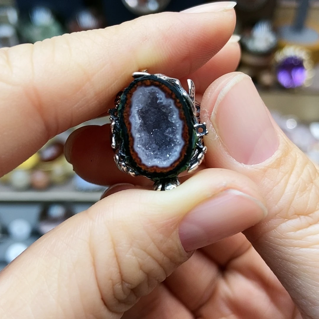 水晶戒指银S925镶嵌山**长