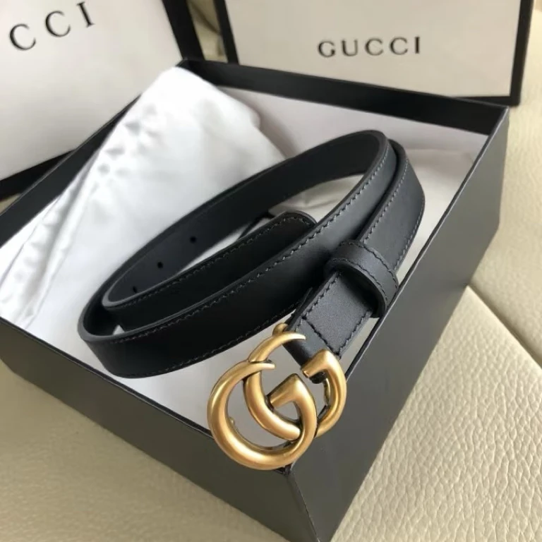 99新 GUCCI/古驰 7姐专场/黑金双G扣腰带2/80cm