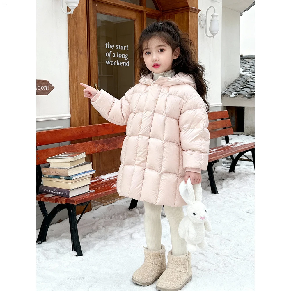 童泰【断码】童装女童轻薄羽绒服2025新款冬季儿童90白鸭绒中长款防