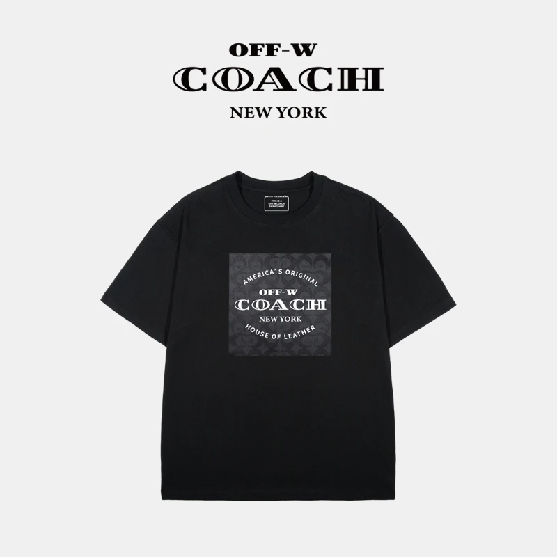 OFF-WCOACH 一线轻奢【经典老花】潮流圆领T恤百搭休闲夏季半袖t恤