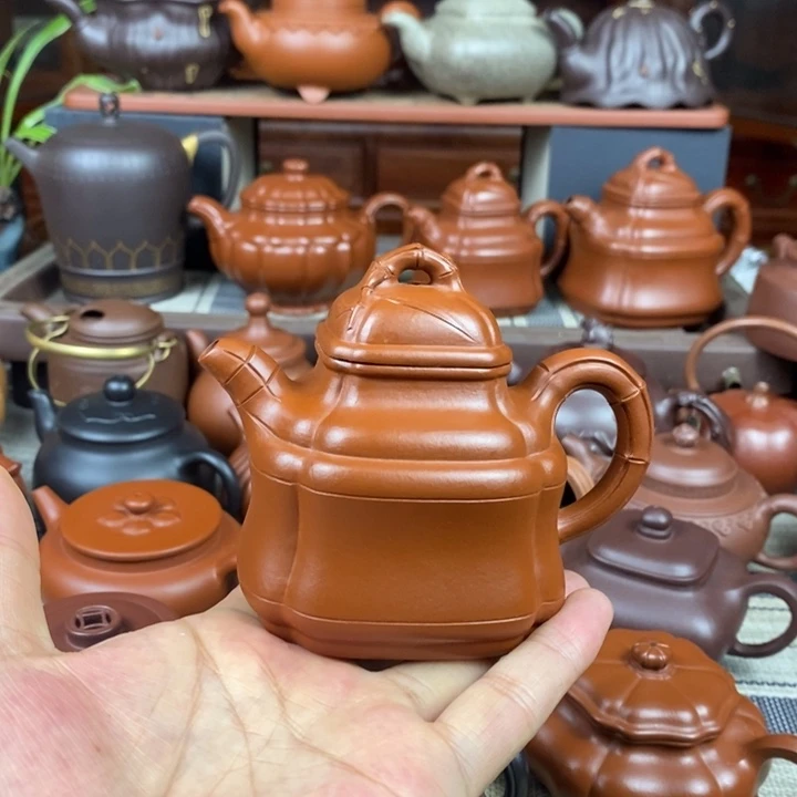紫砂茶壶四方竹鼎150-200-260-350cc原矿赵庄朱泥特价