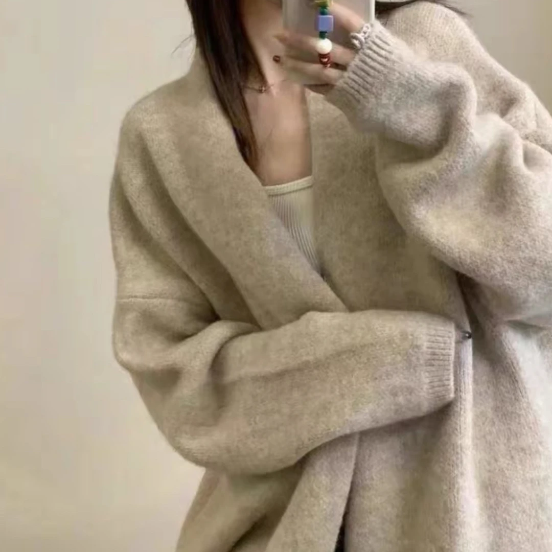 薄款女常规款落肩袖长袖毛针织衫慵懒风时尚韩版秋冬