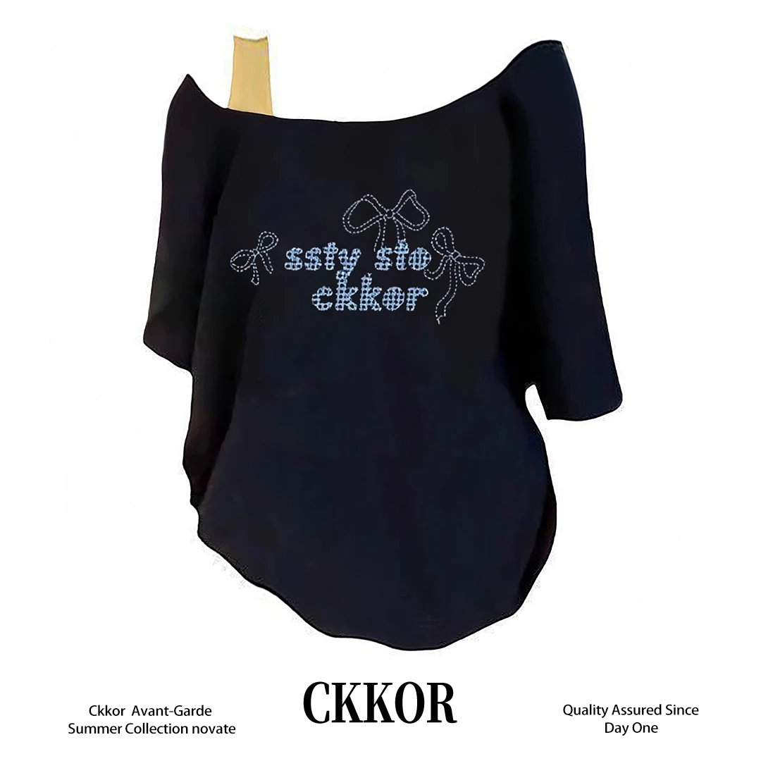 CKKOR夏季慵懒风辣妹t恤短袖女韩版时尚洋气百搭新款吊带斜肩上衣
