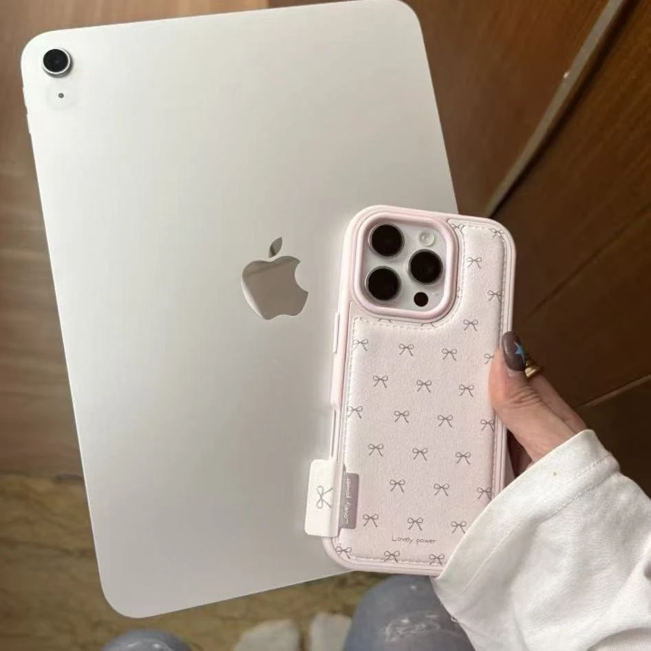 甜美粉色蝴蝶结适用iPhone17pro香奈鼓包手机壳苹果16可爱15少女