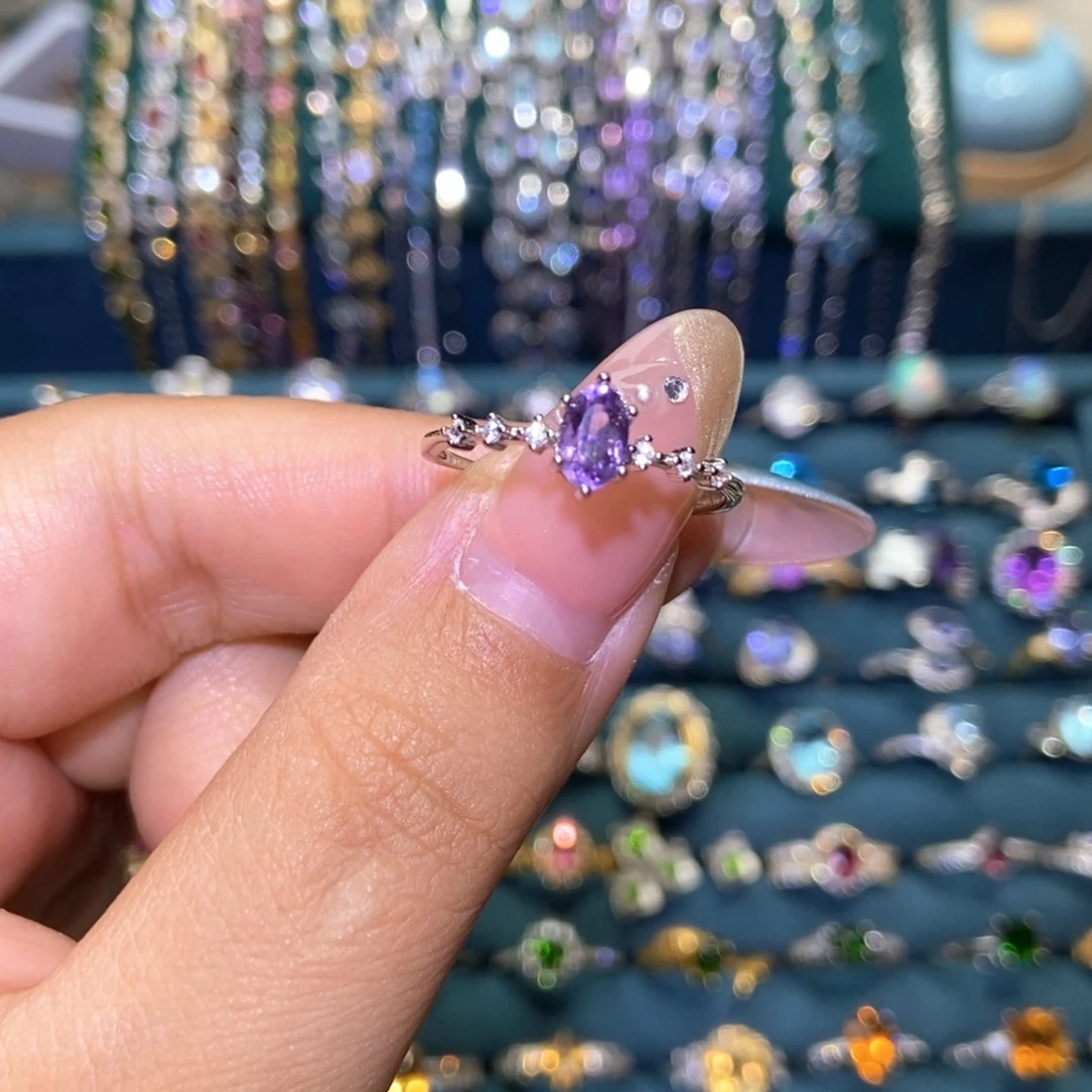 银S925镶嵌戒指紫晶