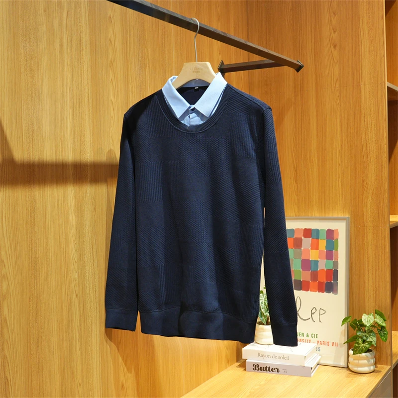 【退货补运费】秋冬季剪标款加绒针织衫3D立体魔棉假两件毛衣Z1673