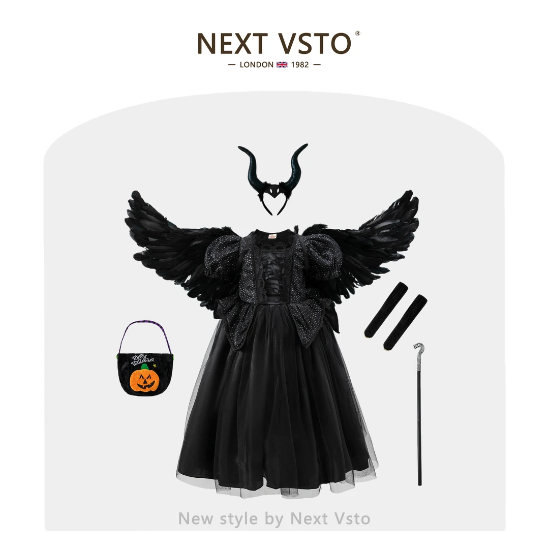 英国NEXT VSTO女童cos小恶魔公主裙万圣节儿童吸血鬼女巫连衣裙