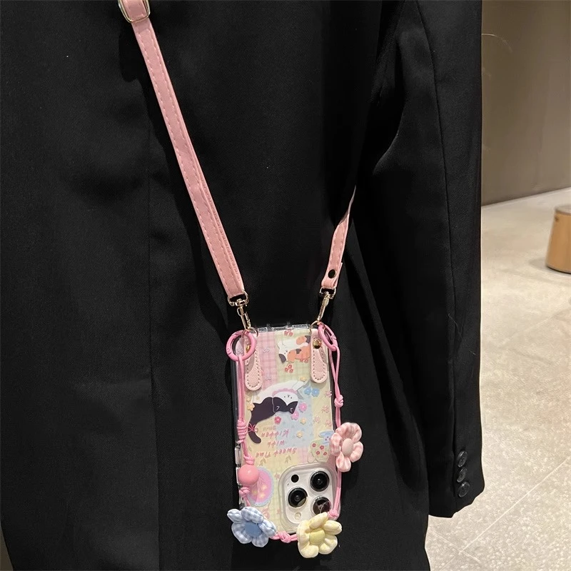 碎花小猫适用苹果16promax手机壳15pro新款OPPOvivo华为小米荣耀