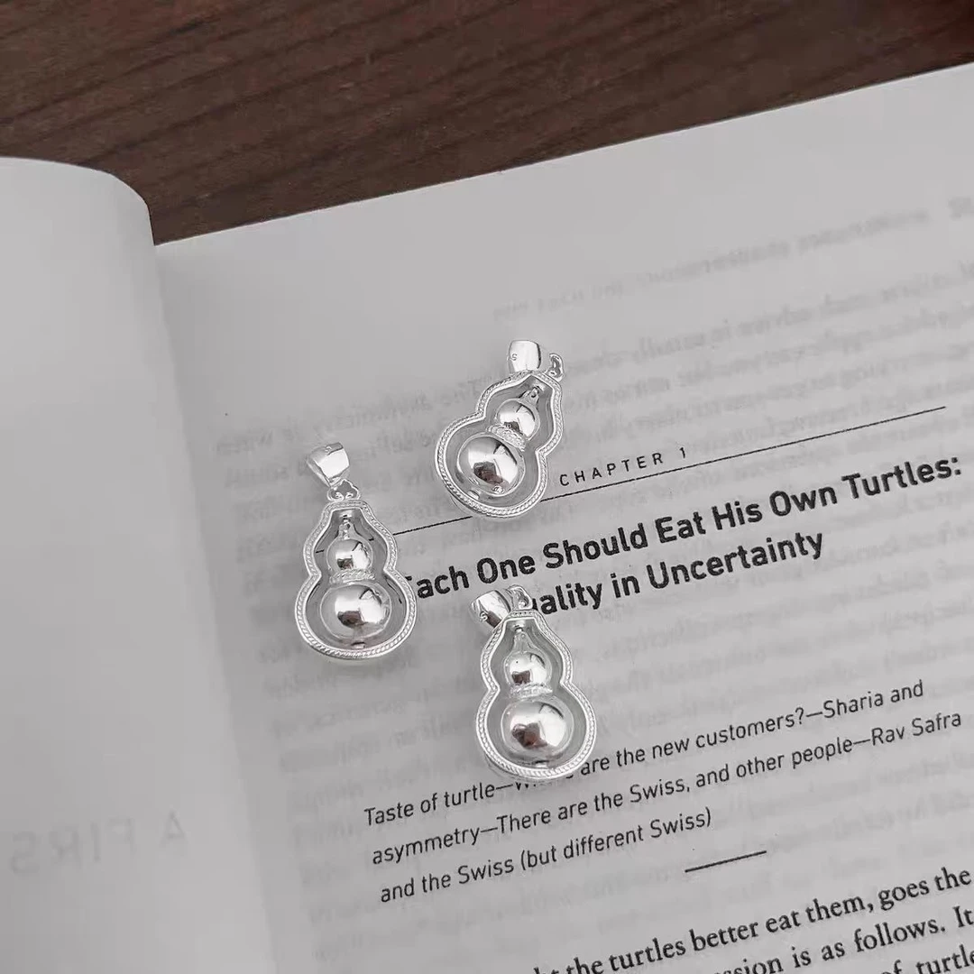 吊坠足银 足银 光面转动葫芦吊坠