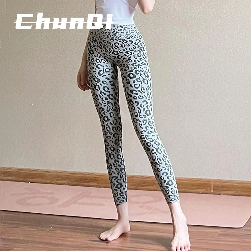 维多利亚健身裤女蜜桃臀性感紧身粉色豹纹翘臀瑜珈裤跑步训练运动