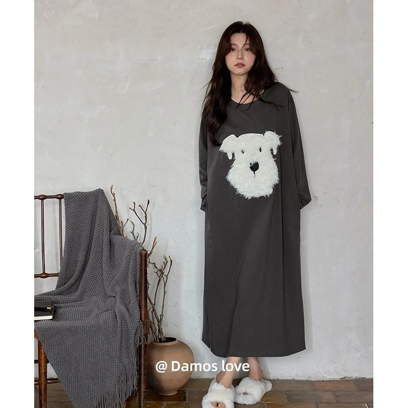 黛梦思睡裙女爆款2025新款纯棉长袖家居服甜美可爱秋冬大码睡裙