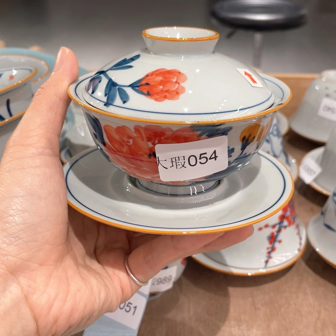 釉下彩纯手绘有瑕